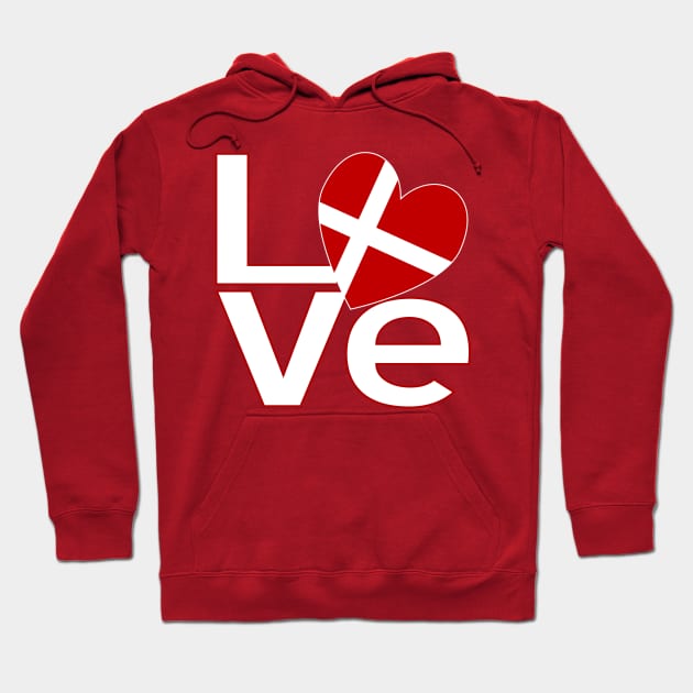 White Red Danish LOVE Hoodie by AuntieShoe